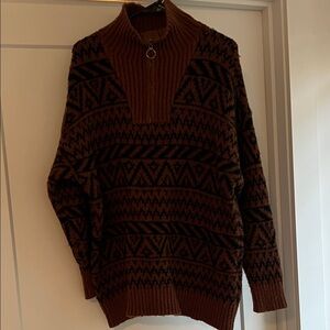 Aerie Women's Brown and Black Zip-Up Sweater